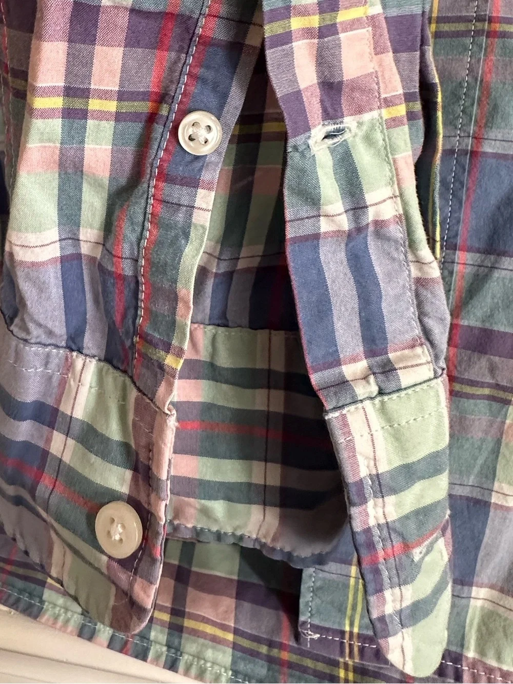 J. Crew Classic Secret Wash Blue Green Plaid Long Sleeve Button Shirt Men’s M